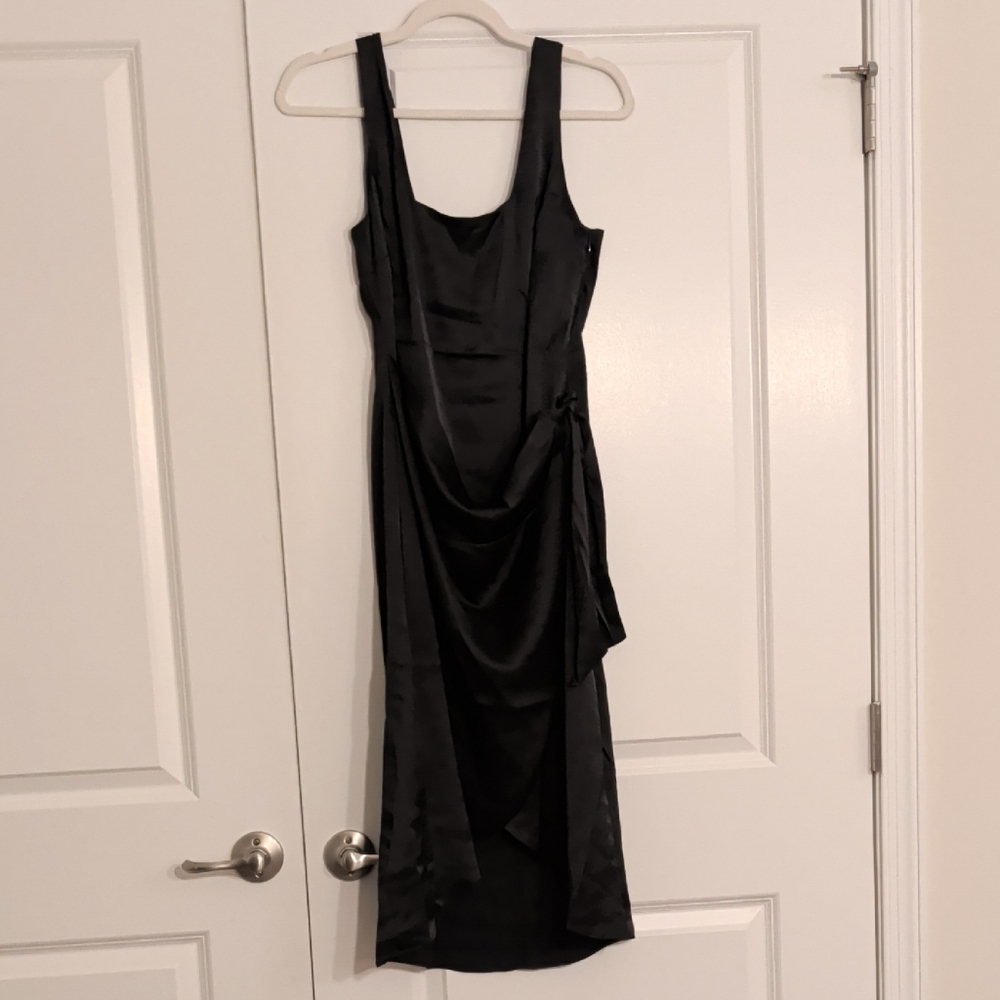 Express Black Satin Midi Dress